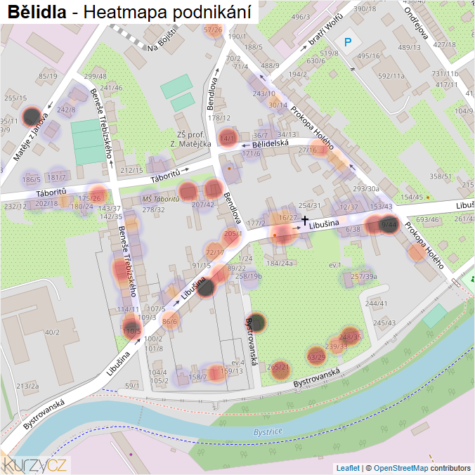 Mapa Bělidla - Firmy v části obce.
