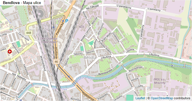 Bendlova - mapa ulice