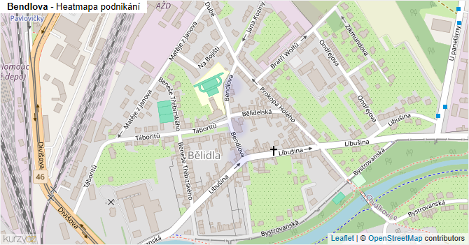 Bendlova - mapa podnikání