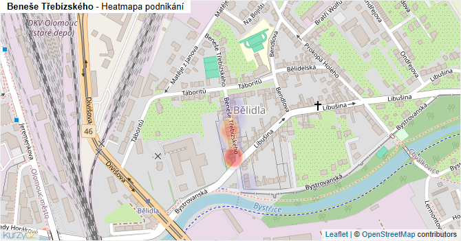Beneše Třebízského - mapa podnikání