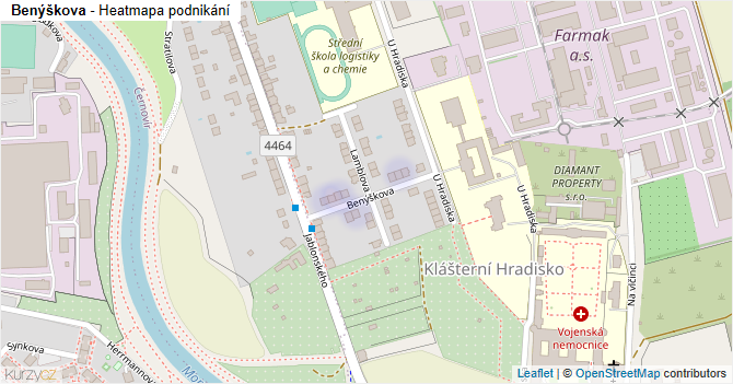 Benýškova - mapa podnikání
