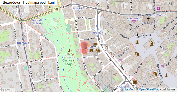 Bezručova - mapa podnikání