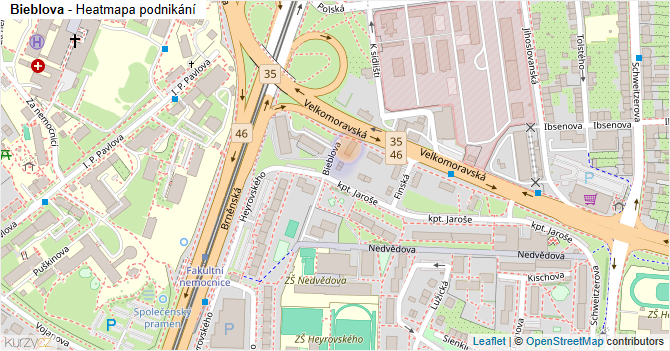 Bieblova - mapa podnikání