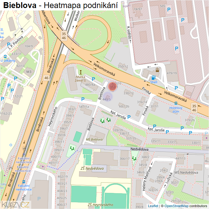 Mapa Bieblova - Firmy v ulici.