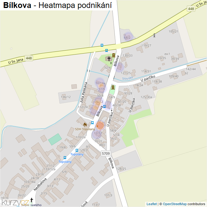 Mapa Bílkova - Firmy v ulici.