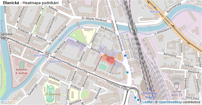 Blanická - mapa podnikání