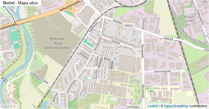 Boční - mapa ulice