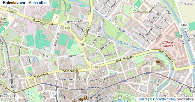 Boleslavova - mapa ulice