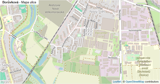Borůvková - mapa ulice