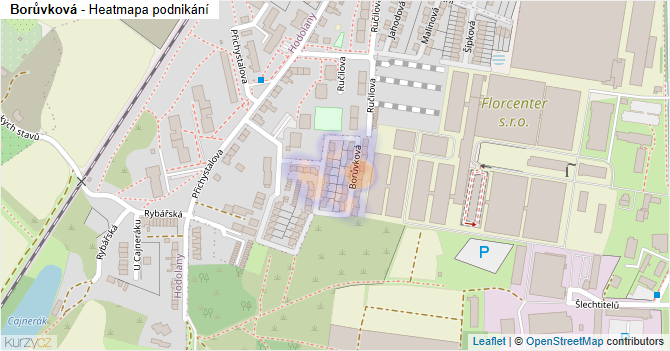 Borůvková - mapa podnikání