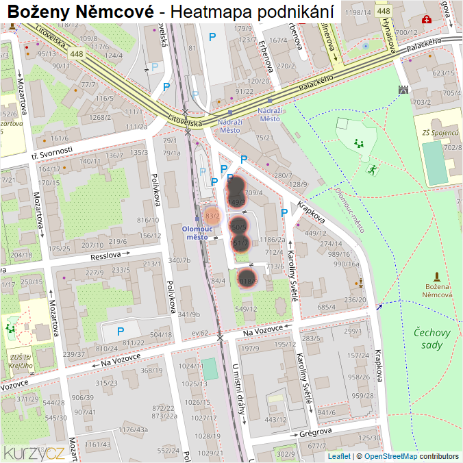 Mapa Boženy Němcové - Firmy v ulici.