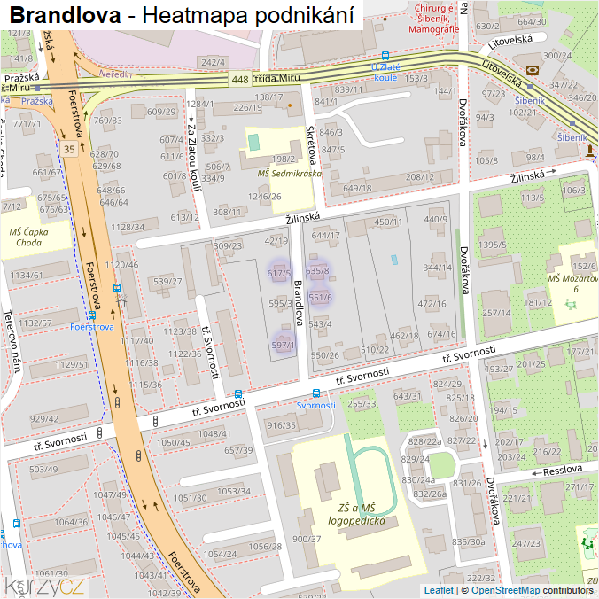 Mapa Brandlova - Firmy v ulici.