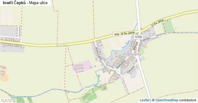 bratří Čapků - mapa ulice