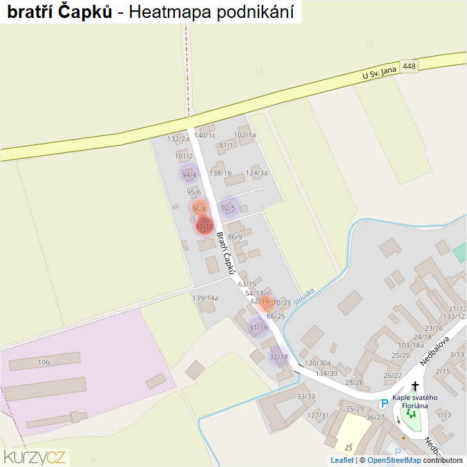 Mapa bratří Čapků - Firmy v ulici.