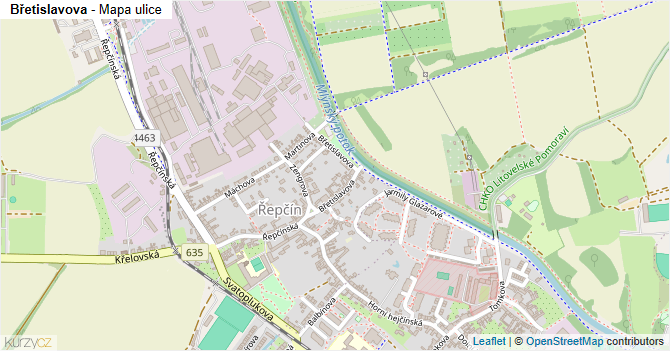 Břetislavova - mapa ulice