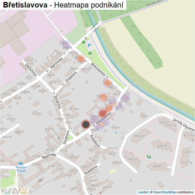 Mapa Břetislavova - Firmy v ulici.