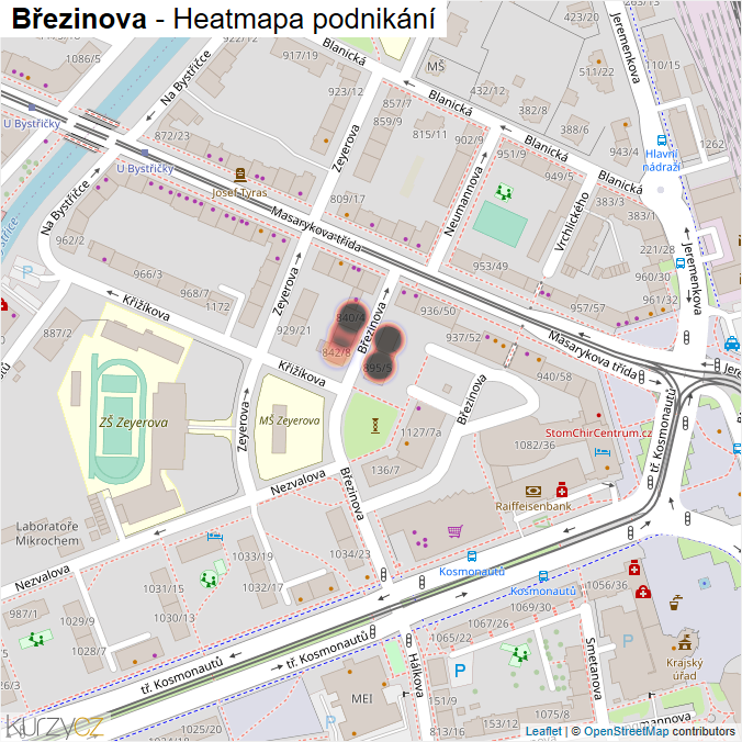 Mapa Březinova - Firmy v ulici.