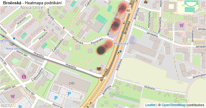 Brněnská - mapa podnikání