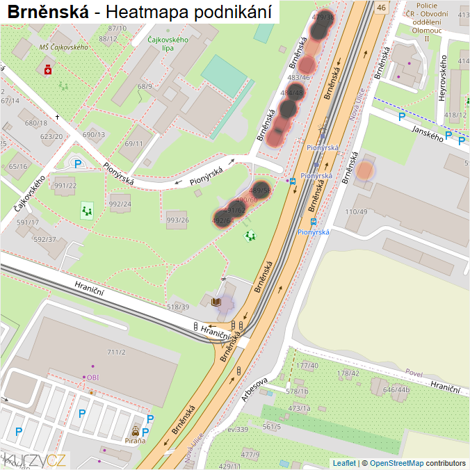 Mapa Brněnská - Firmy v ulici.
