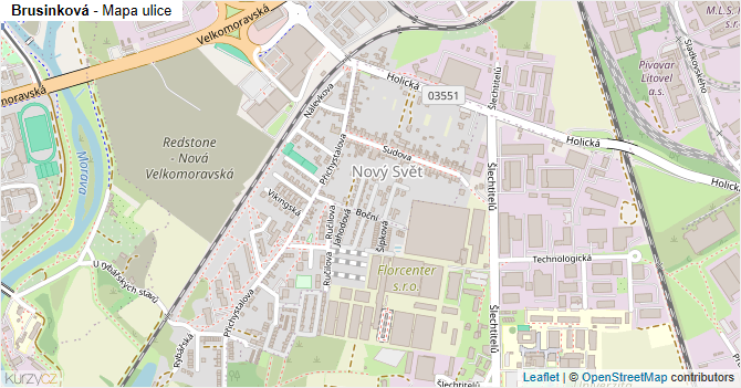 Brusinková - mapa ulice