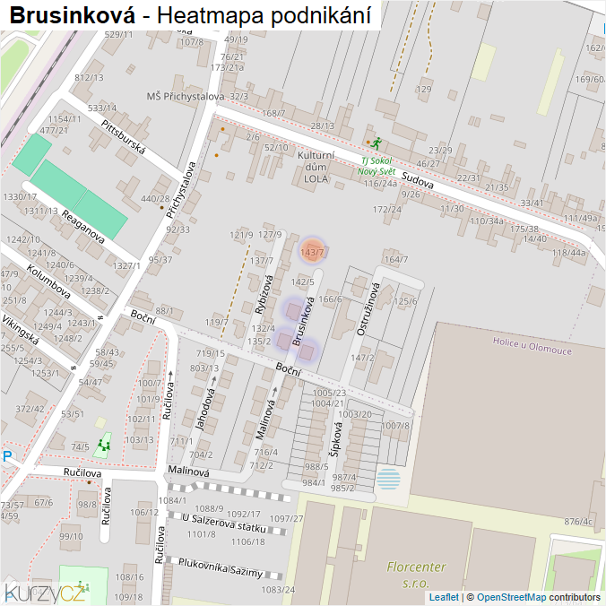 Mapa Brusinková - Firmy v ulici.