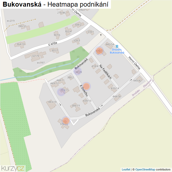 Mapa Bukovanská - Firmy v ulici.