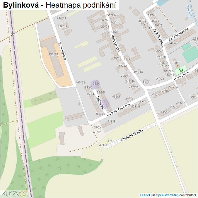 Mapa Bylinková - Firmy v ulici.