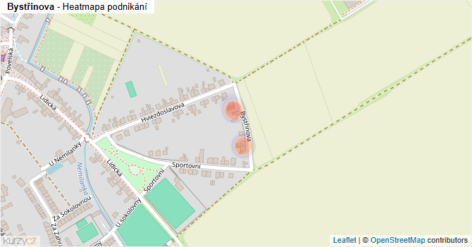 Bystřinova - mapa podnikání