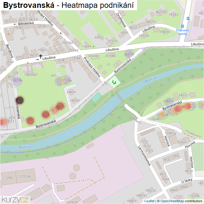 Mapa Bystrovanská - Firmy v ulici.