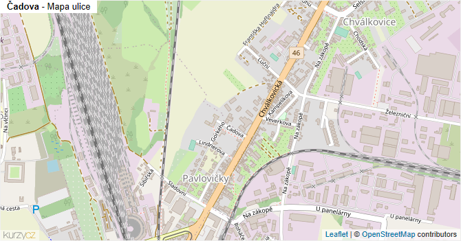 Čadova - mapa ulice