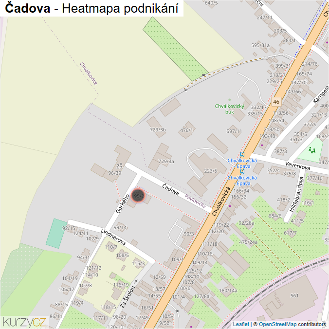 Mapa Čadova - Firmy v ulici.