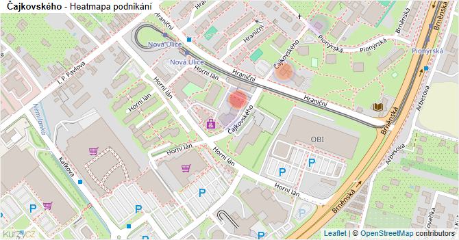 Čajkovského - mapa podnikání