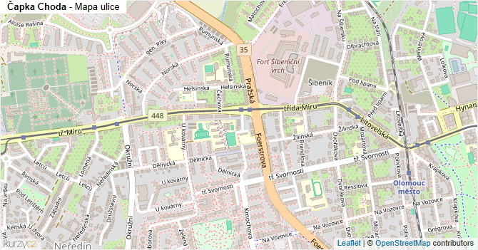 Čapka Choda - mapa ulice
