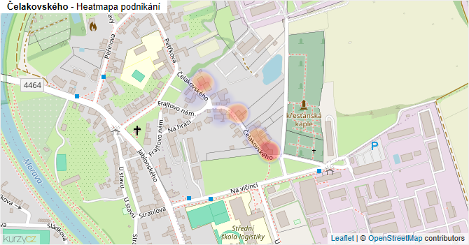 Čelakovského - mapa podnikání