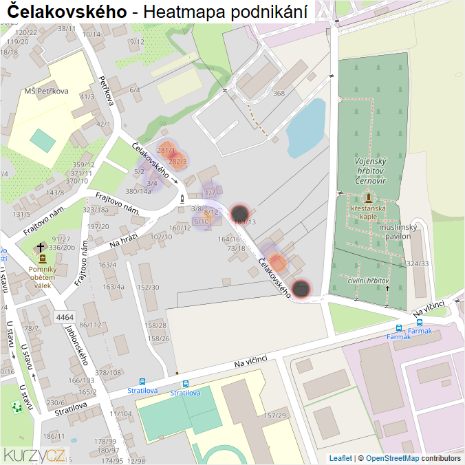 Mapa Čelakovského - Firmy v ulici.
