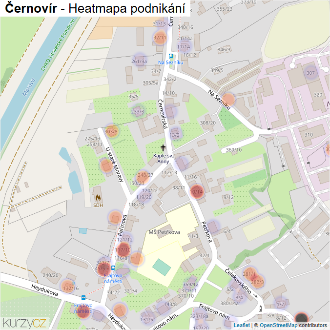 Mapa Černovír - Firmy v části obce.