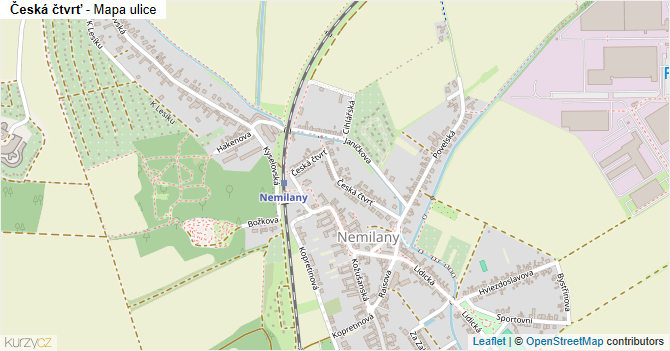 Česká čtvrť - mapa ulice