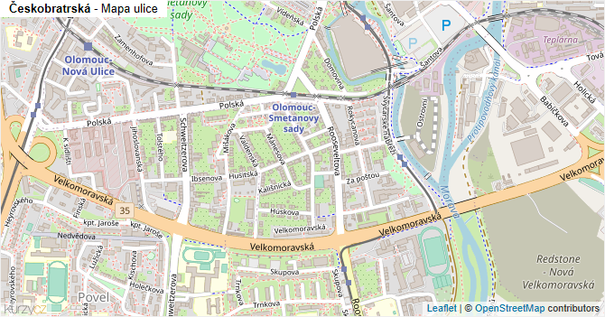 Českobratrská - mapa ulice