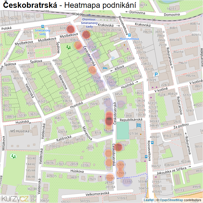Mapa Českobratrská - Firmy v ulici.