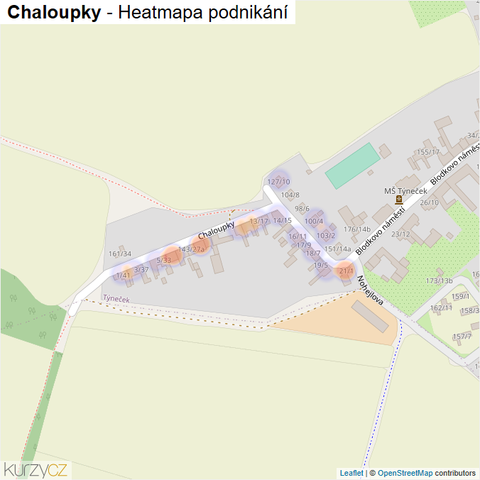 Mapa Chaloupky - Firmy v ulici.