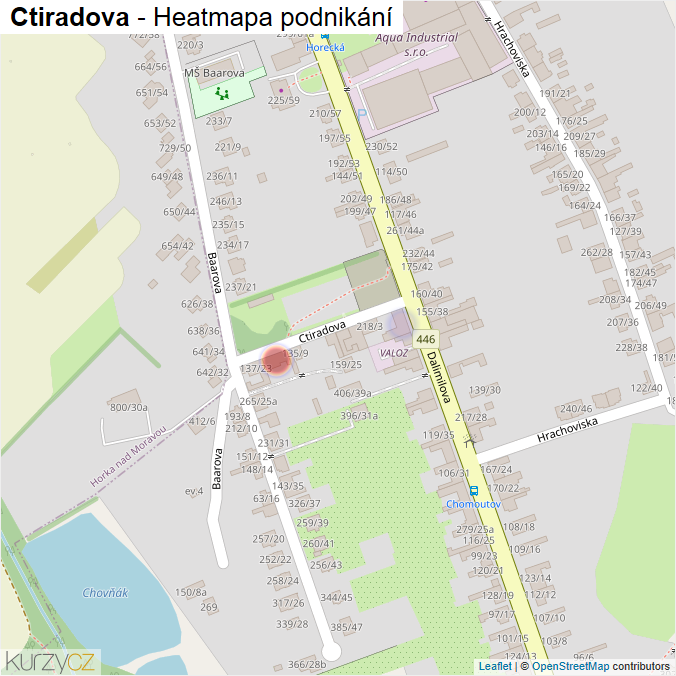 Mapa Ctiradova - Firmy v ulici.