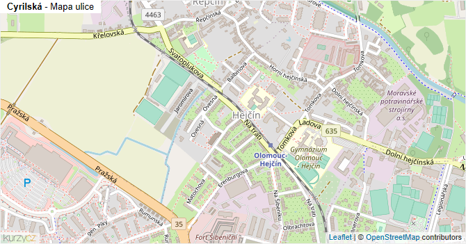 Cyrilská - mapa ulice