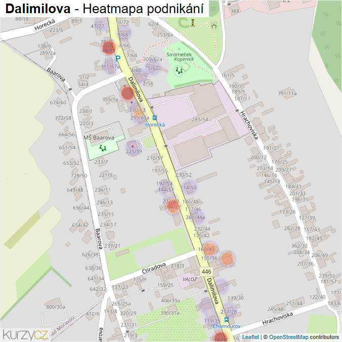 Mapa Dalimilova - Firmy v ulici.