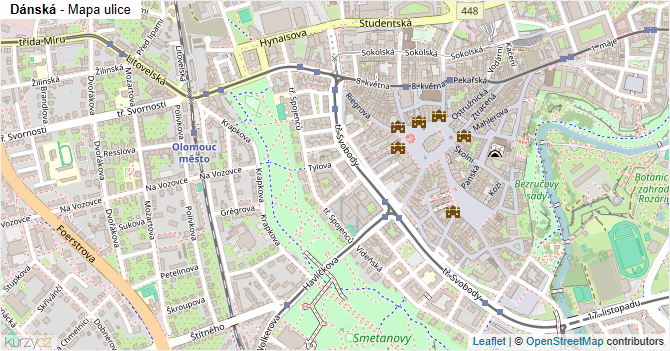 Dánská - mapa ulice