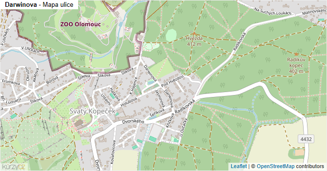 Darwinova - mapa ulice