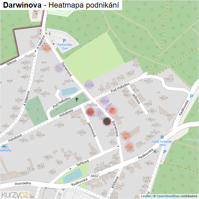 Mapa Darwinova - Firmy v ulici.