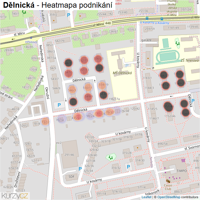 Mapa Dělnická - Firmy v ulici.