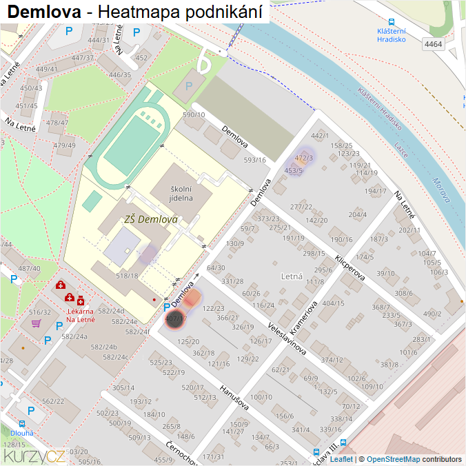 Mapa Demlova - Firmy v ulici.