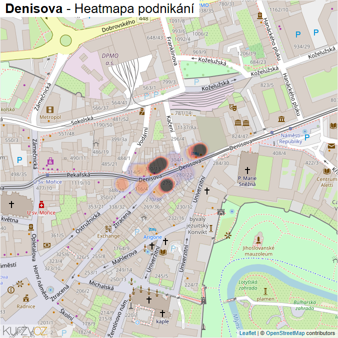 Mapa Denisova - Firmy v ulici.