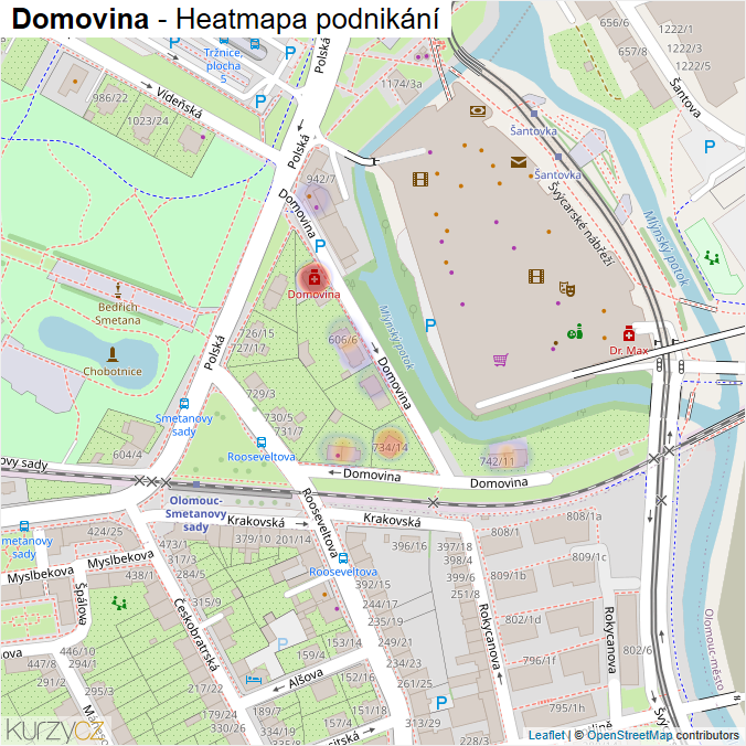 Mapa Domovina - Firmy v ulici.